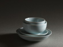 Tazza e piattino in porcellana celadon: Jingedezhen Cina, novembre 2014